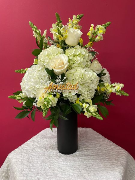 CD5 - Florero con rosas, hortensias y sufragio.