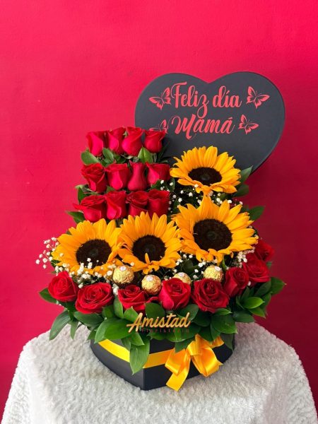 M2 - Caja decorativa con rosas y girasoles.